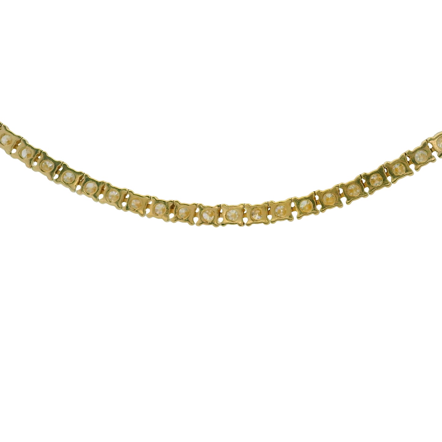 14k Yellow Gold Natural 6.30 Carat Round Brilliant Cut Diamond Tennis Necklace