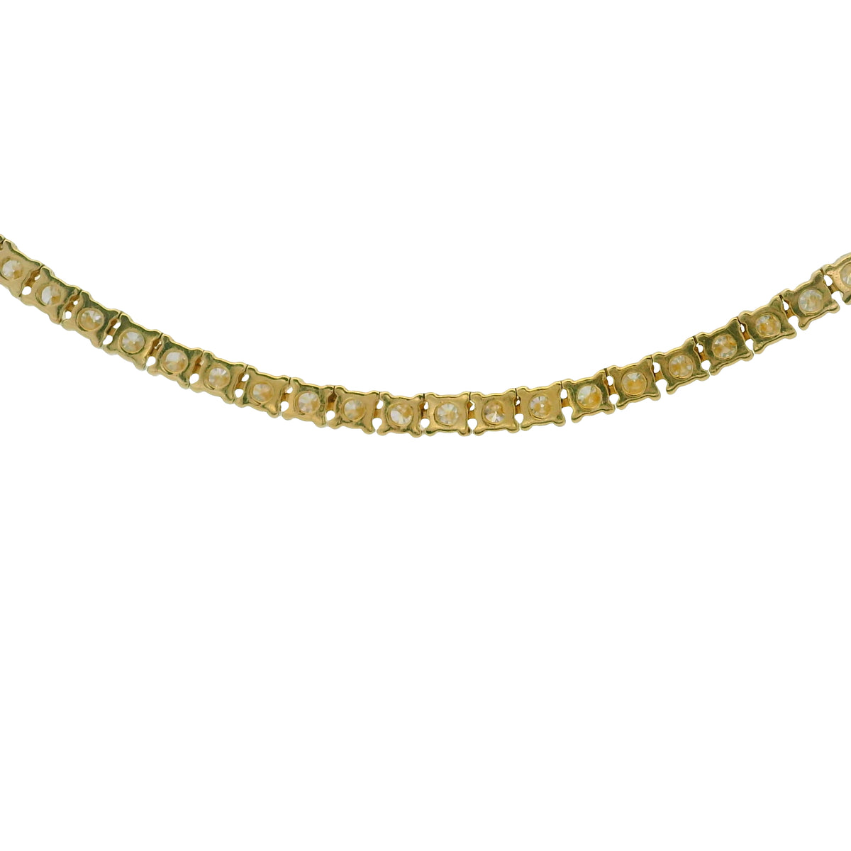 14k Yellow Gold Natural 6.30 Carat Round Brilliant Cut Diamond Tennis Necklace — product photo 2