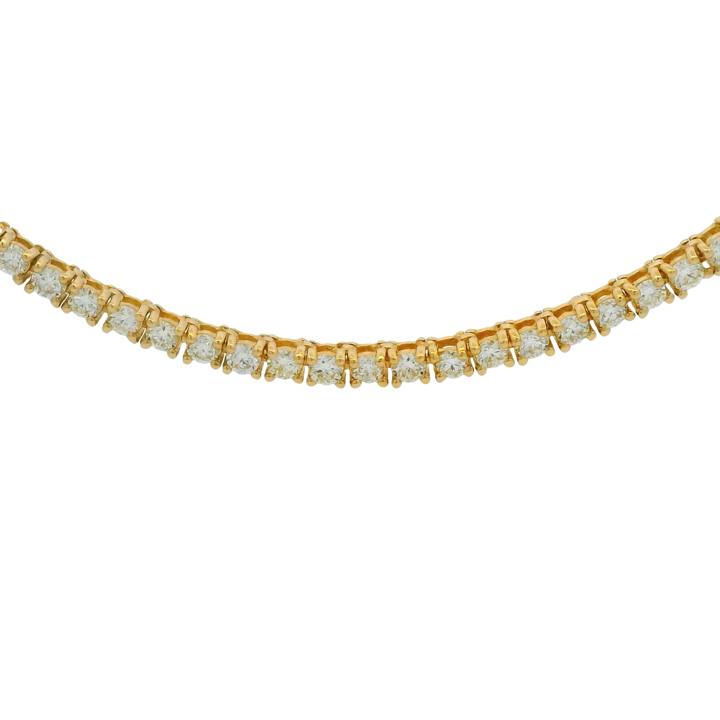14k Yellow Gold Natural 6.30 Carat Round Brilliant Cut Diamond Tennis Necklace