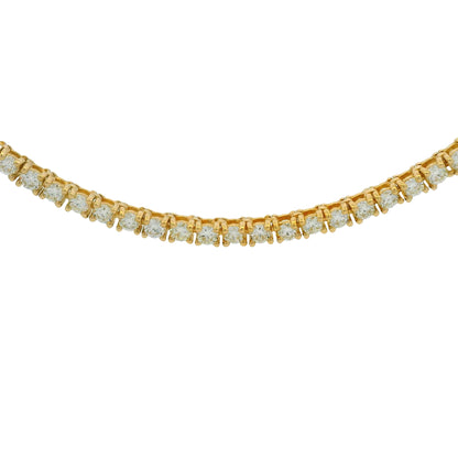 14k Yellow Gold Natural 6.30 Carat Round Brilliant Cut Diamond Tennis Necklace