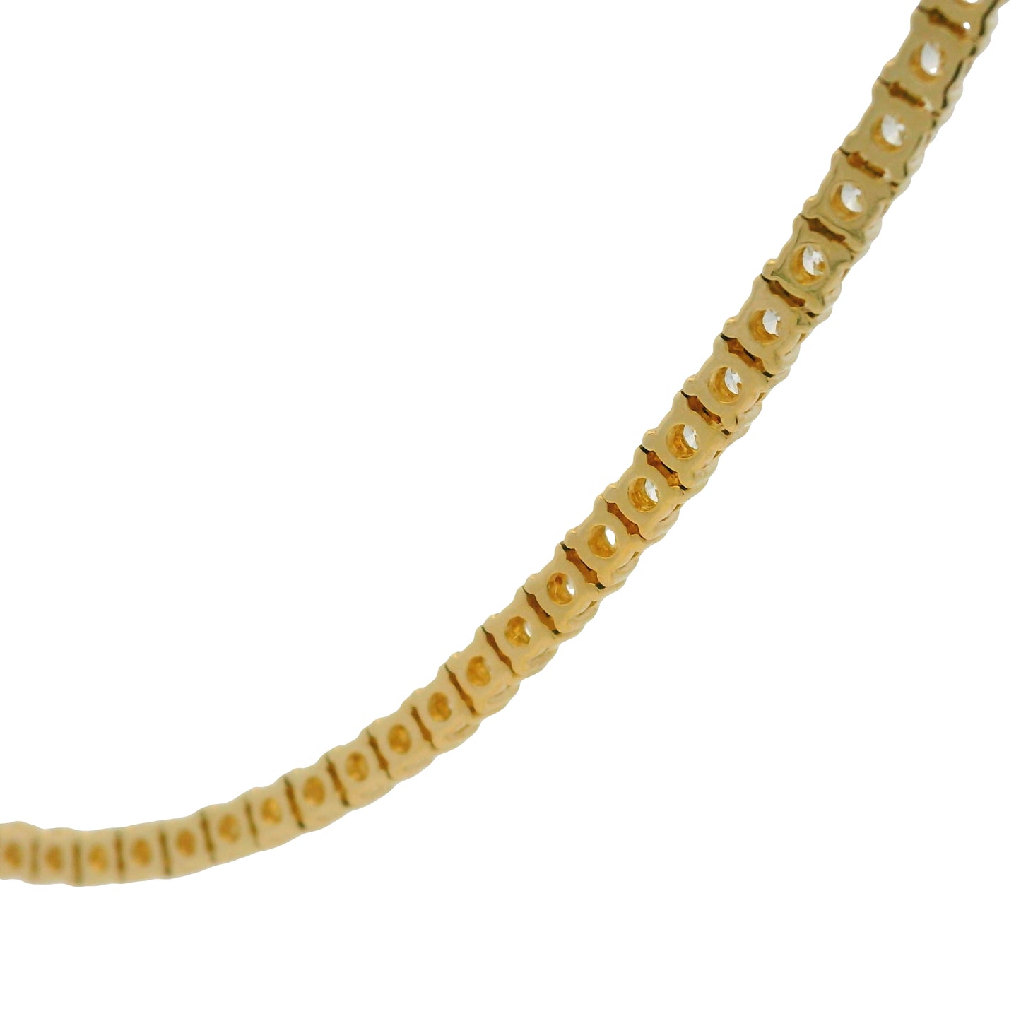 14k Yellow Gold Natural 6.30 Carat Round Brilliant Cut Diamond Tennis Necklace