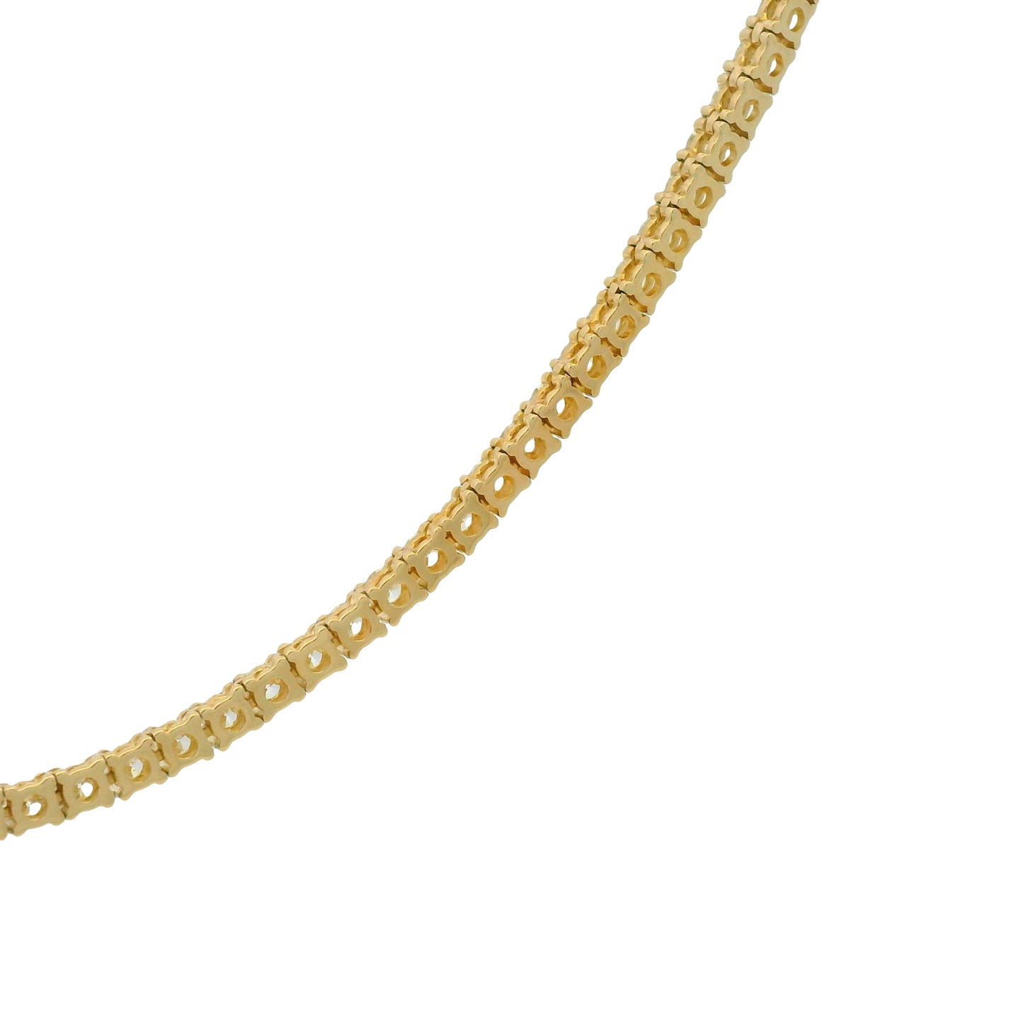 14k Yellow Gold Natural 6.30 Carat Round Brilliant Cut Diamond Tennis Necklace