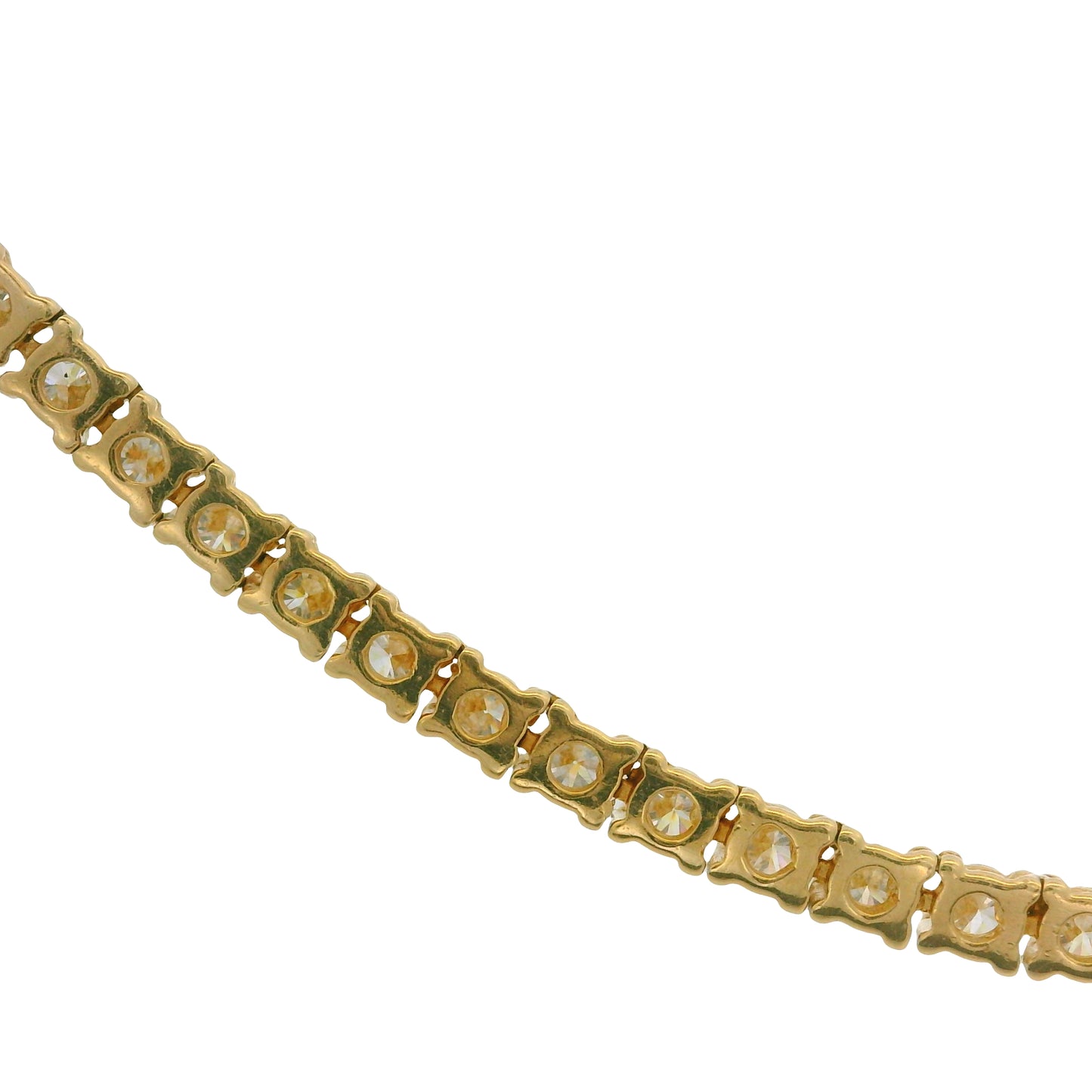 14k Yellow Gold Natural 6.30 Carat Round Brilliant Cut Diamond Tennis Necklace