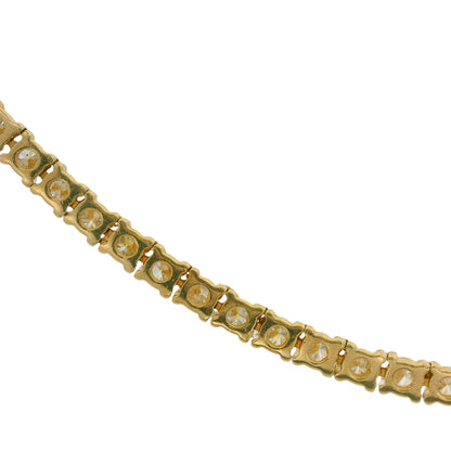 14k Yellow Gold Natural 6.30 Carat Round Brilliant Cut Diamond Tennis Necklace