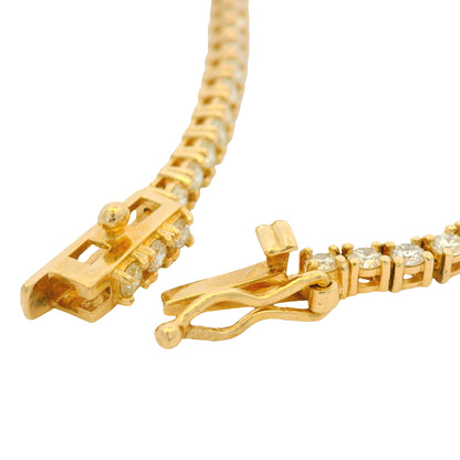 14k Yellow Gold Natural 6.30 Carat Round Brilliant Cut Diamond Tennis Necklace