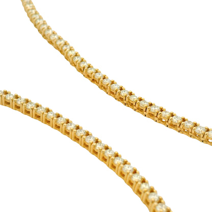 14k Yellow Gold Natural 6.30 Carat Round Brilliant Cut Diamond Tennis Necklace