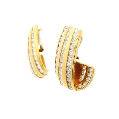 14K Yellow Gold Natural 7.0 Carat Round & Princess Cut Diamond Earrings