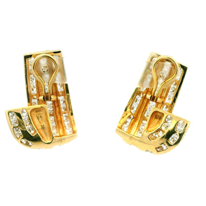 14K Yellow Gold Natural 7.0 Carat Round & Princess Cut Diamond Earrings