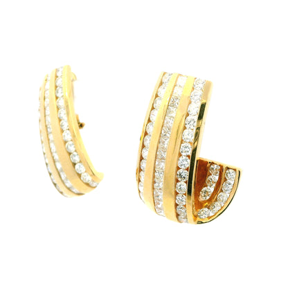 14K Yellow Gold Natural 7.0 Carat Round & Princess Cut Diamond Earrings