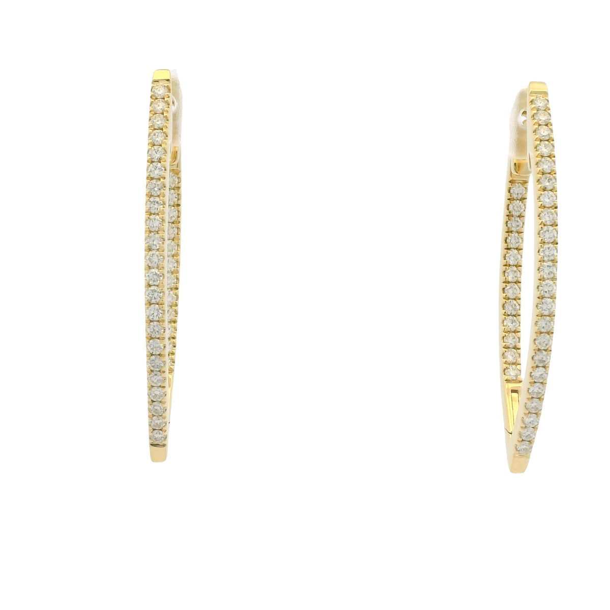 14K Yellow Gold Natural Round Brilliant Diamond Pointed Hoop Earrings — product photo 11