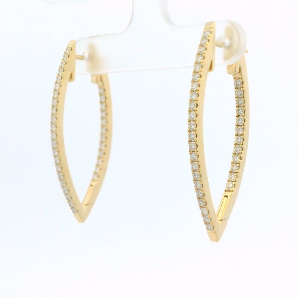 14K Yellow Gold Natural Round Brilliant Diamond Pointed Hoop Earrings — product photo 1