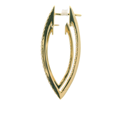 14K Yellow Gold Natural Round Brilliant Diamond Pointed Hoop Earrings