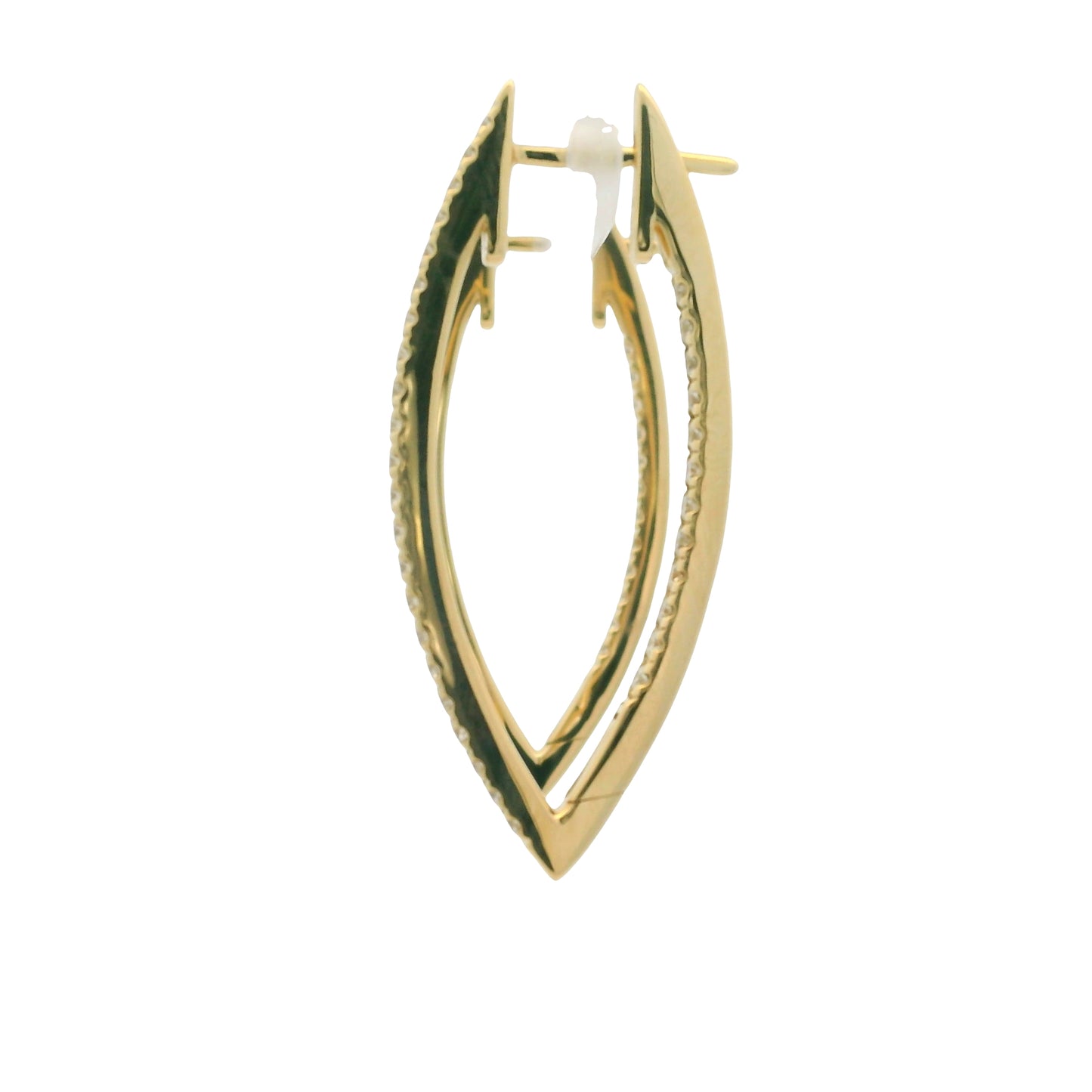 14K Yellow Gold Natural Round Brilliant Diamond Pointed Hoop Earrings