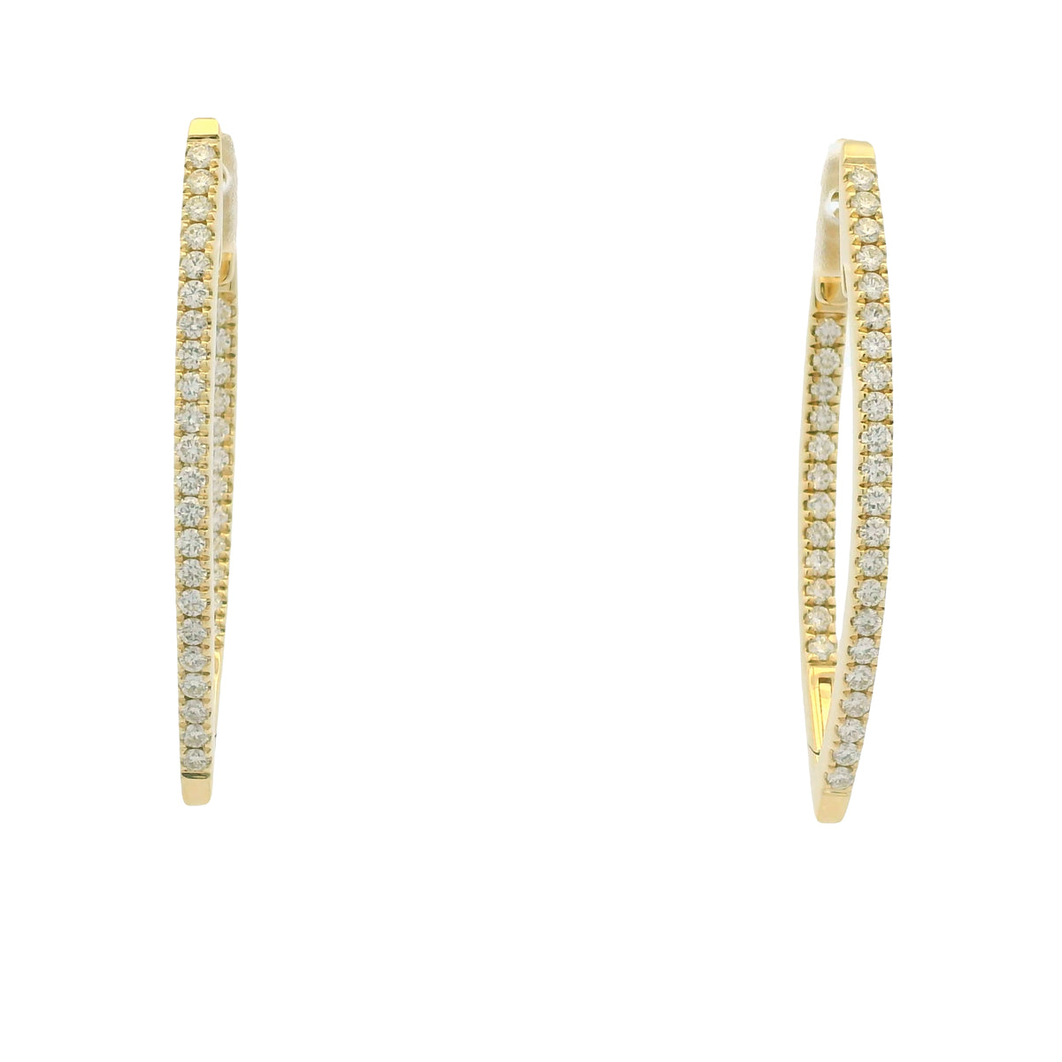 14K Yellow Gold Natural Round Brilliant Diamond Pointed Hoop Earrings — product photo 8