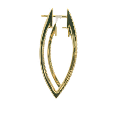 14K Yellow Gold Natural Round Brilliant Diamond Pointed Hoop Earrings