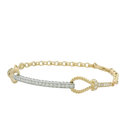 14K White & Yellow Gold Diamond Bar Adjustable Loop Bracelet