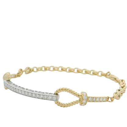 14K White & Yellow Gold Diamond Bar Adjustable Loop Bracelet