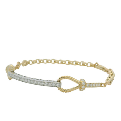 14K White & Yellow Gold Diamond Bar Adjustable Loop Bracelet