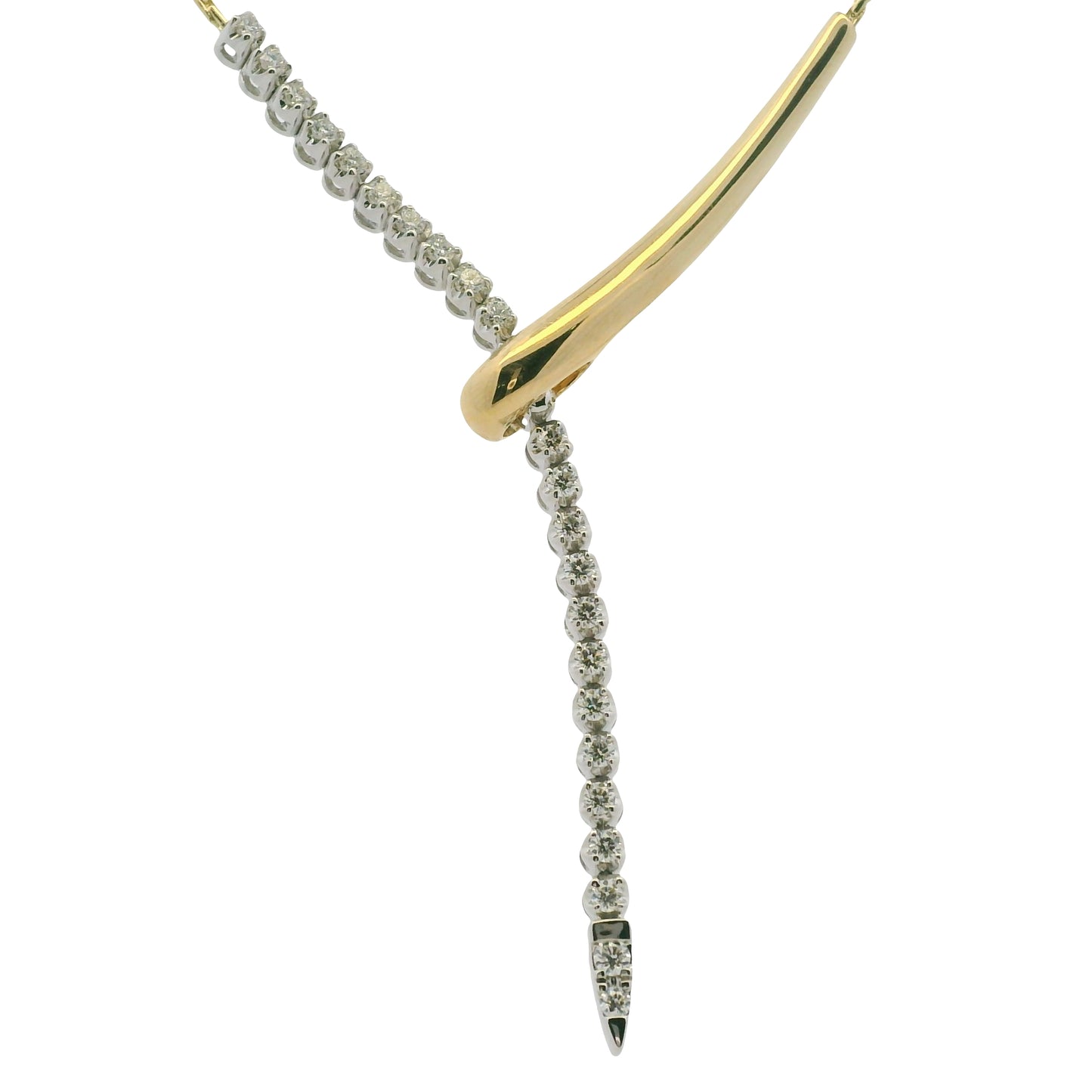 14K White & Yellow Gold Natural Diamond Snake Lariat-Style Necklace