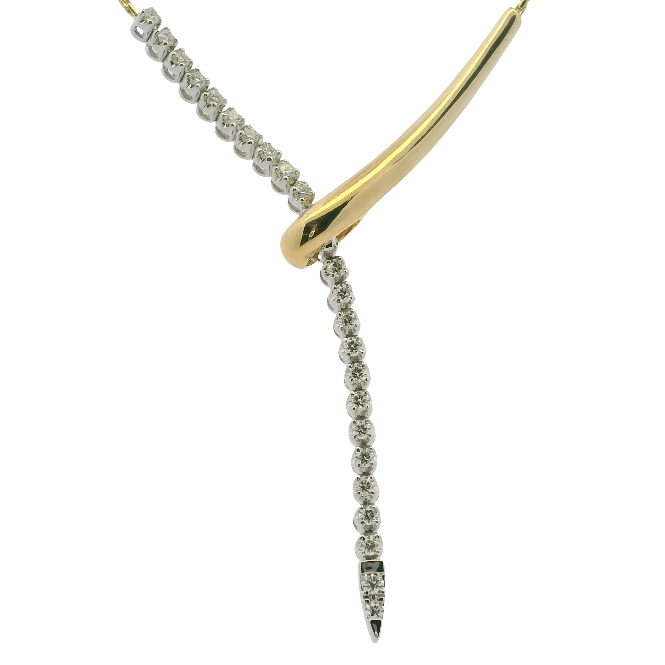 14K White & Yellow Gold Natural Diamond Snake Lariat-Style Necklace