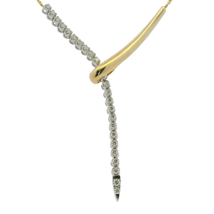 14K White & Yellow Gold Natural Diamond Snake Lariat-Style Necklace