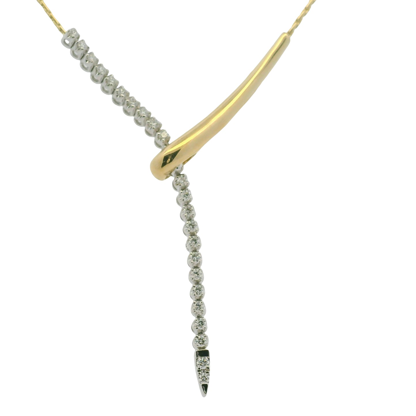 14K White & Yellow Gold Natural Diamond Snake Lariat-Style Necklace
