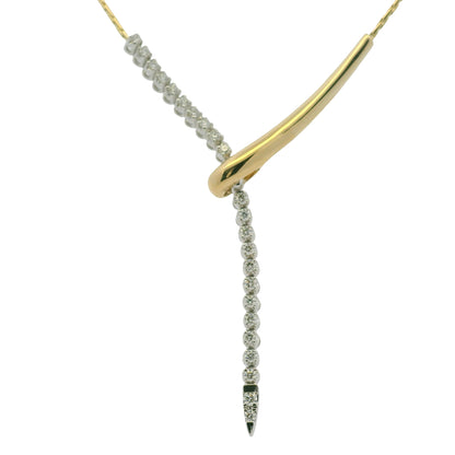 14K White & Yellow Gold Natural Diamond Snake Lariat-Style Necklace