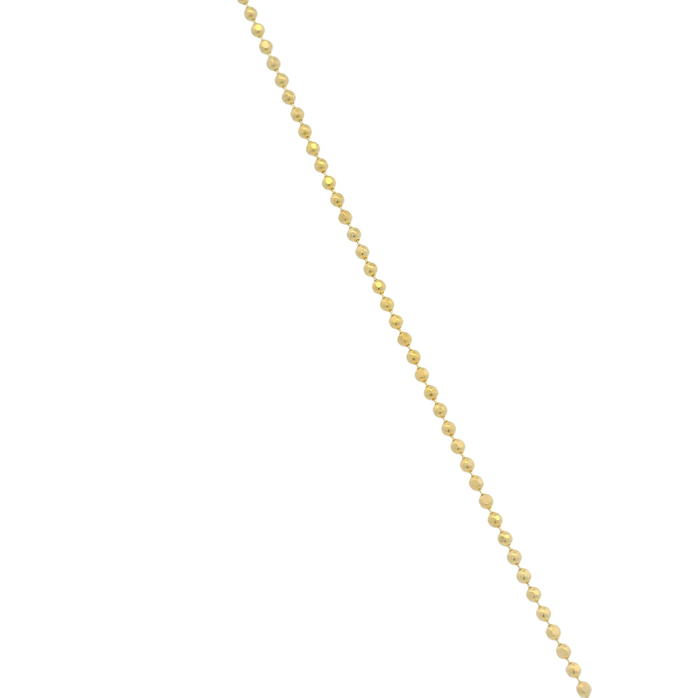 14K Yellow Gold Natural Diamond Pavé Heart Disc Pendant Beaded Necklace — product photo 2