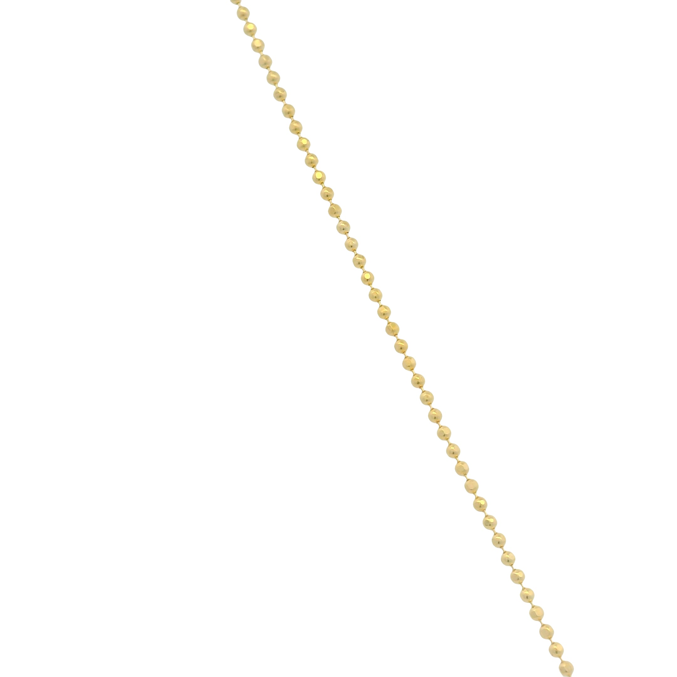 14K Yellow Gold Natural Diamond Pavé Heart Disc Pendant Beaded Necklace