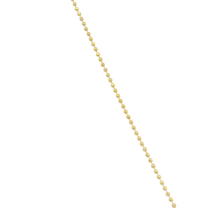 14K Yellow Gold Natural Diamond Pavé Heart Disc Pendant Beaded Necklace