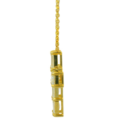 18k Yellow Gold Natural Emerald Cut Diamond Cross Pendant Necklace