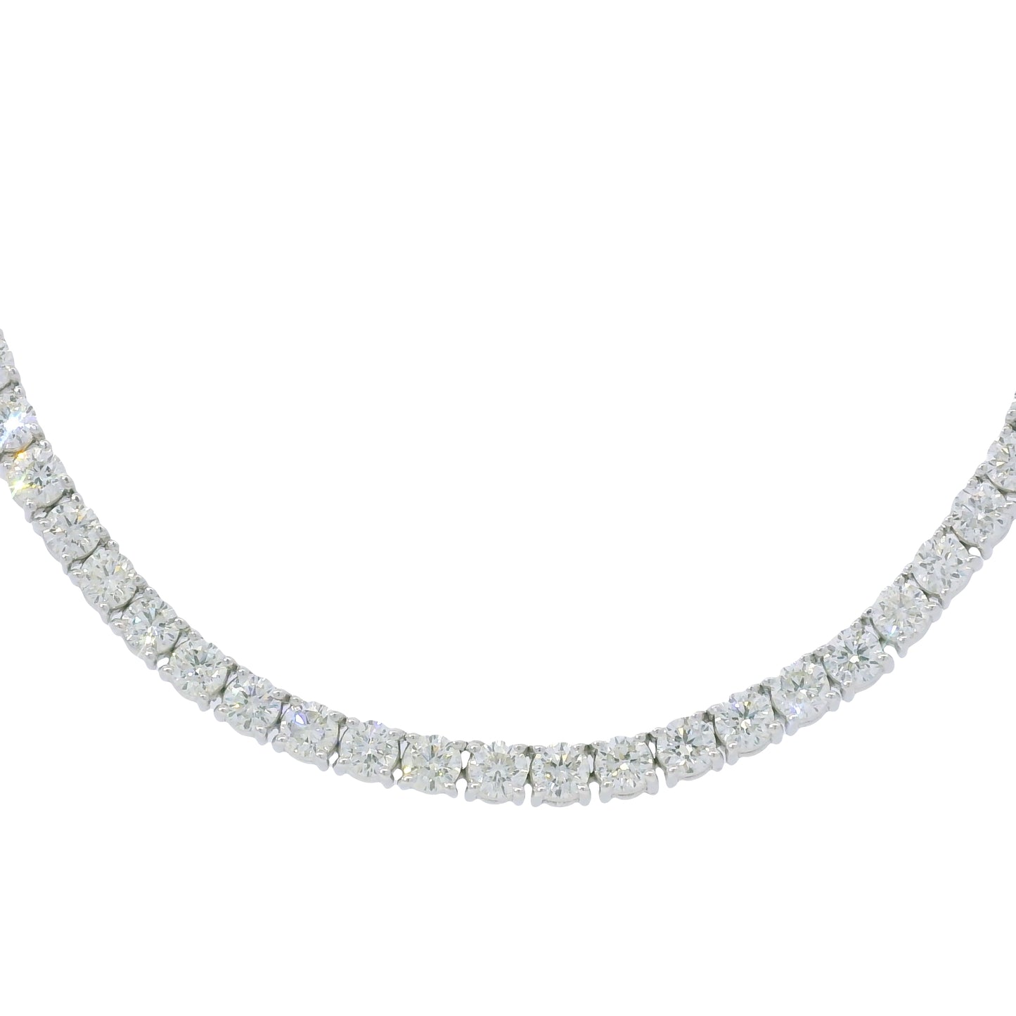 14k White Gold Natural 17.76 Carat Diamond Tennis Necklace