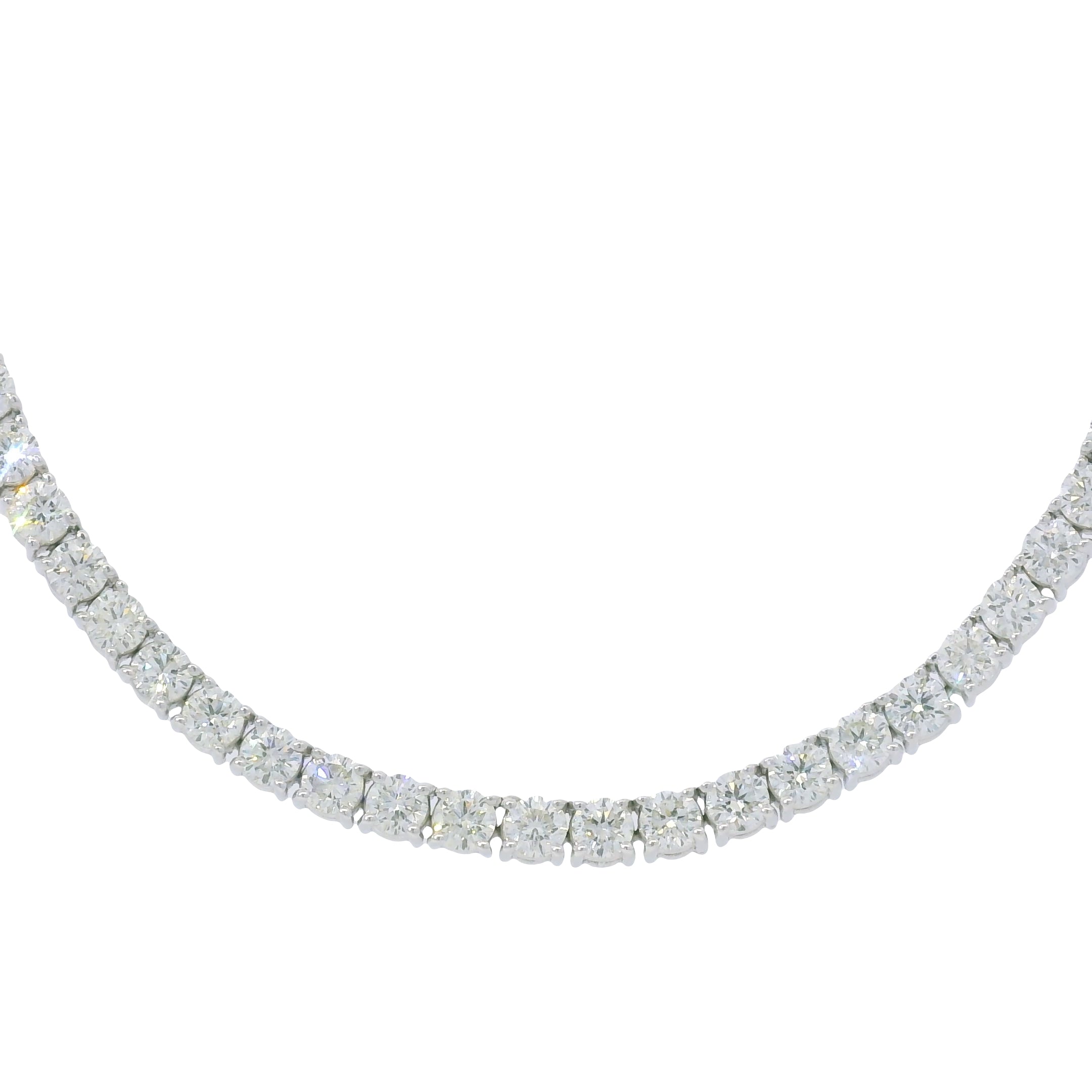 14k White Gold Natural 17.76 Carat Diamond Tennis Necklace