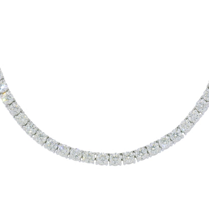 14k White Gold Natural 17.76 Carat Diamond Tennis Necklace