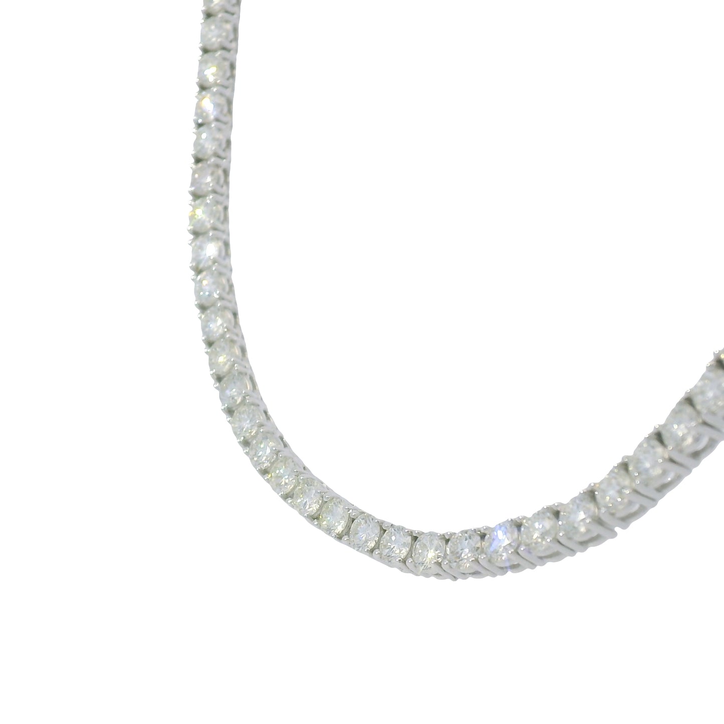 14k White Gold Natural 17.76 Carat Diamond Tennis Necklace