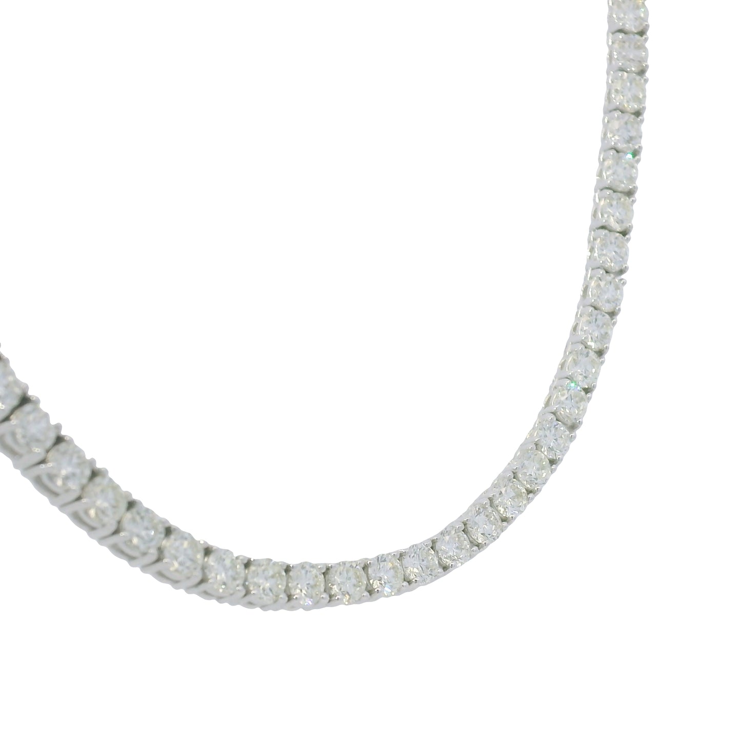 14k White Gold Natural 17.76 Carat Diamond Tennis Necklace