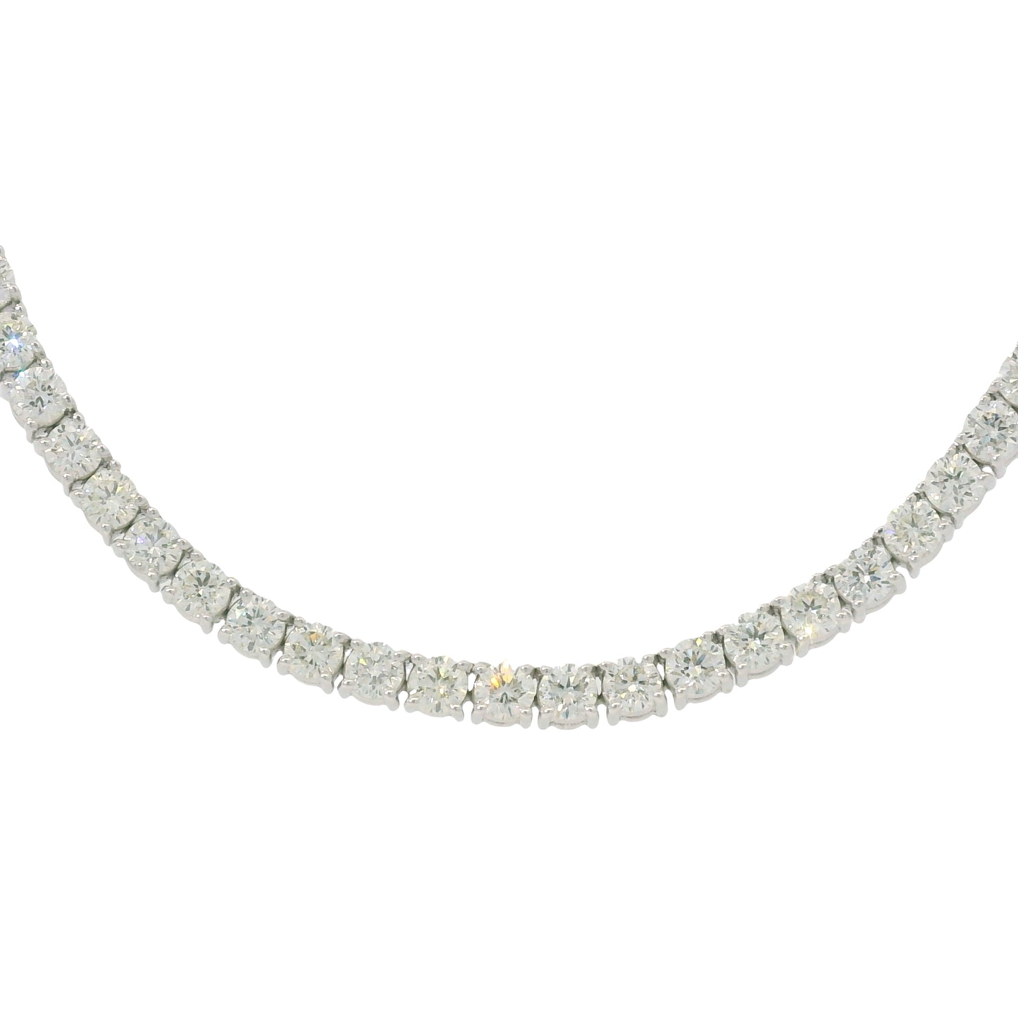 14k White Gold Natural 17.76 Carat Diamond Tennis Necklace