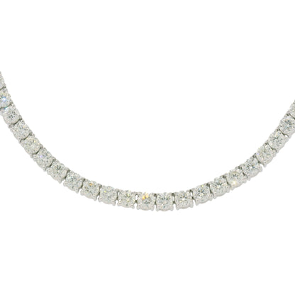 14k White Gold Natural 17.76 Carat Diamond Tennis Necklace