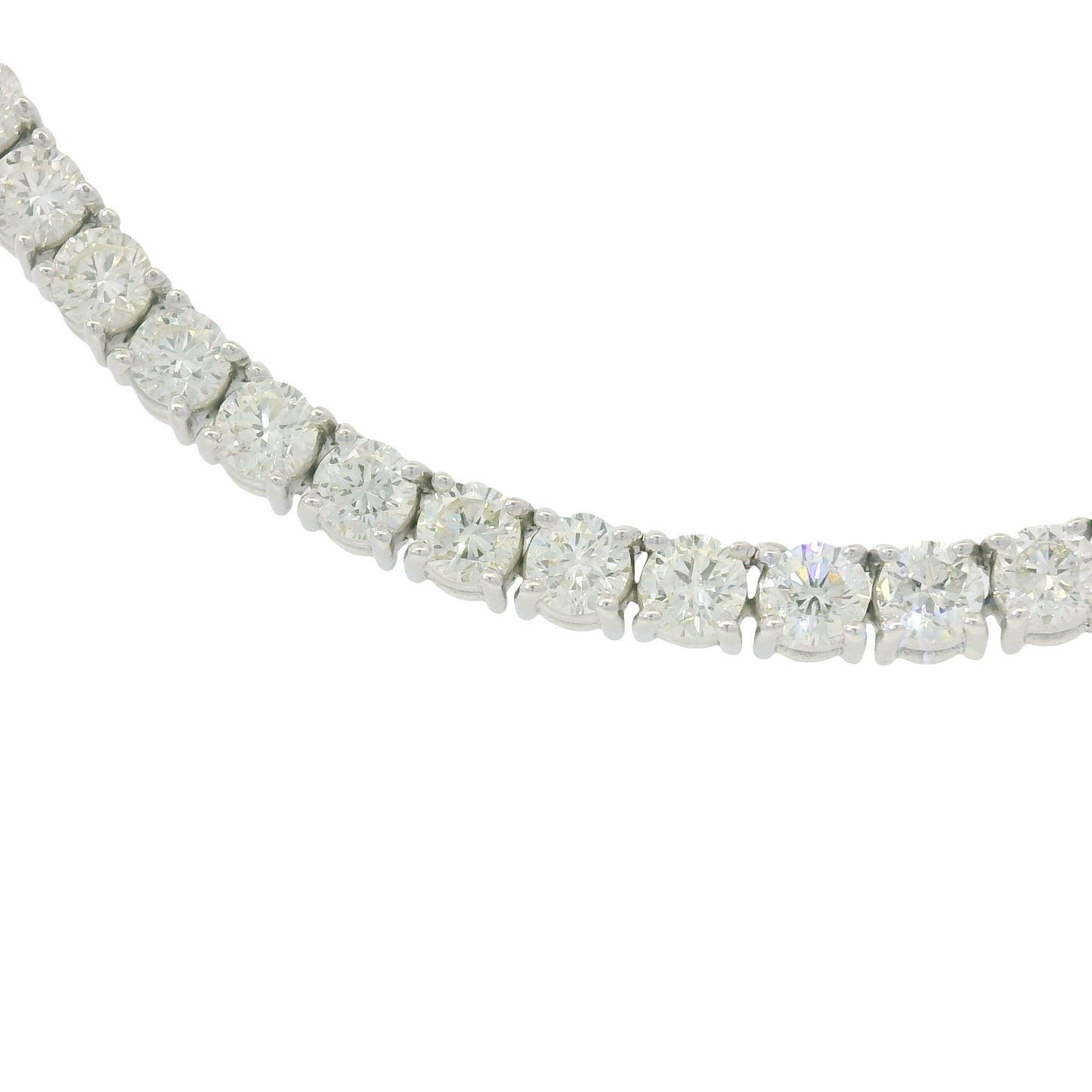 14k White Gold Natural 17.76 Carat Diamond Tennis Necklace