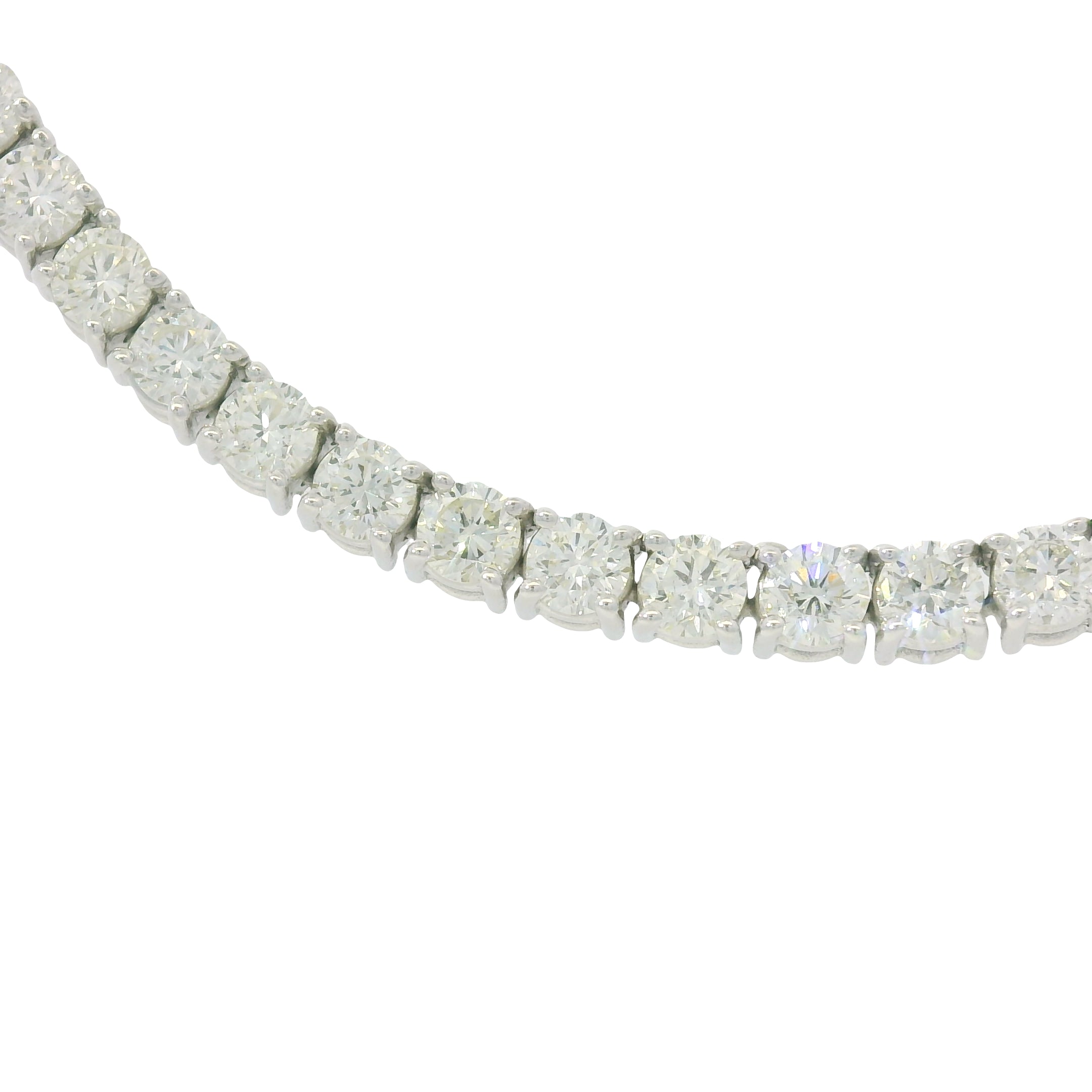 14k White Gold Natural 17.76 Carat Diamond Tennis Necklace