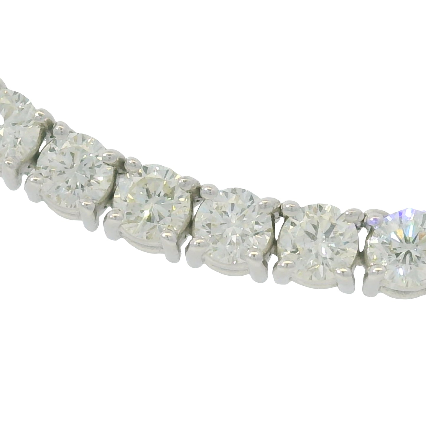 14k White Gold Natural 17.76 Carat Diamond Tennis Necklace
