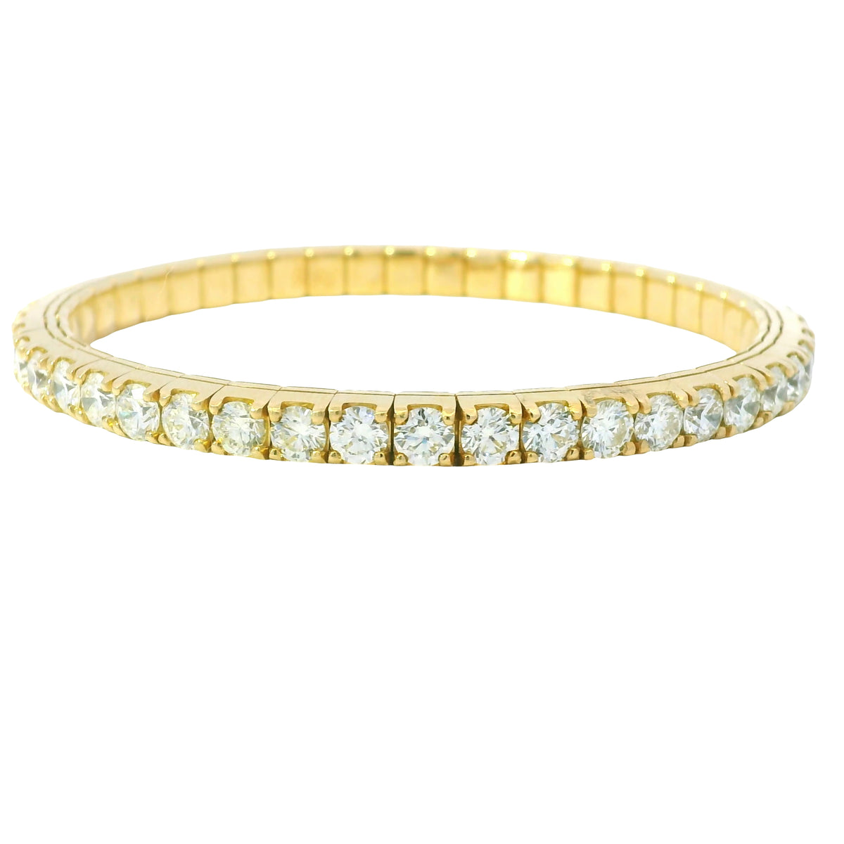14K Yellow Natural 11.62 Carat Round Brilliant Diamond Stretch Bangle Bracelet — product photo 5