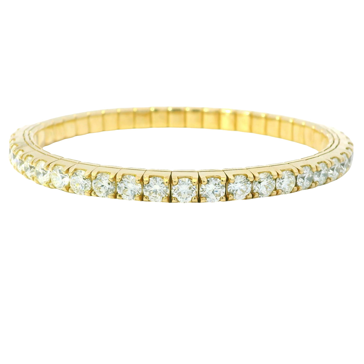 14K Yellow Natural 11.62 Carat Round Brilliant Diamond Stretch Bangle Bracelet — product photo 6