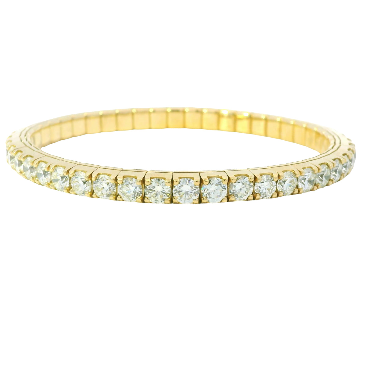 14K Yellow Natural 11.62 Carat Round Brilliant Diamond Stretch Bangle Bracelet — product photo 7