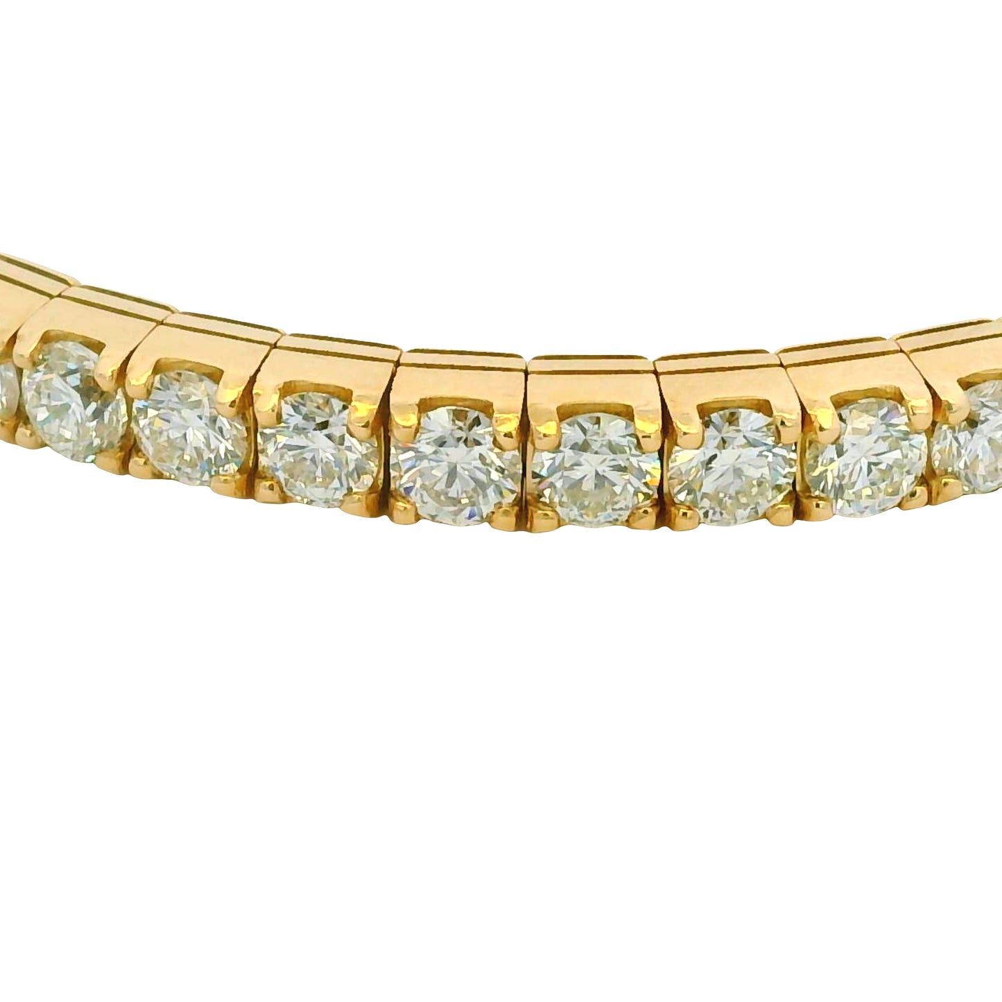 14K Yellow Natural 11.62 Carat Round Brilliant Diamond Stretch Bangle Bracelet