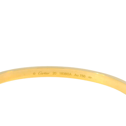 Cartier LOVE 18k Yellow Gold Size 20 Thin Bangle Bracelet