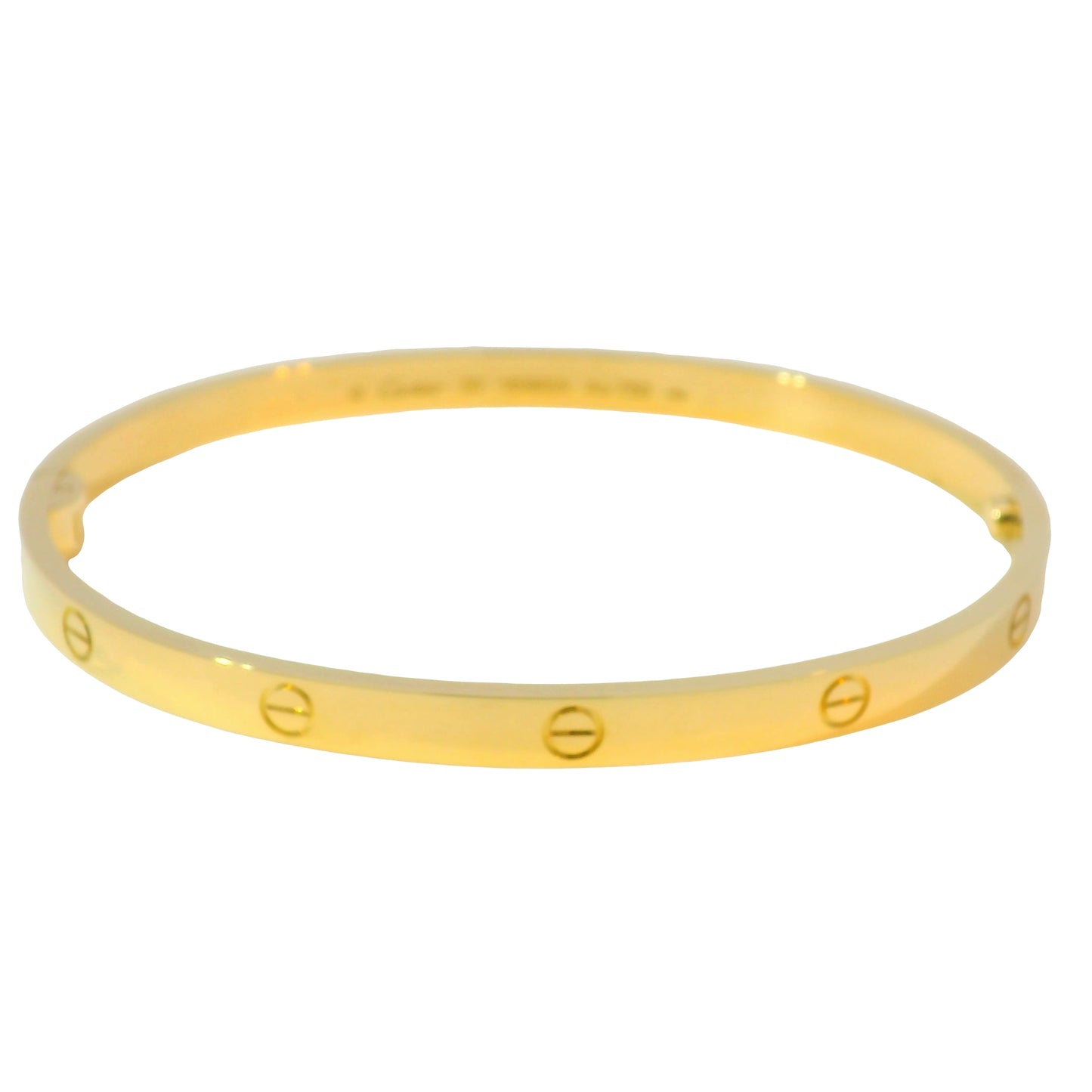 Cartier LOVE 18k Yellow Gold Size 20 Thin Bangle Bracelet