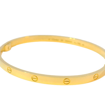 Cartier LOVE 18k Yellow Gold Size 20 Thin Bangle Bracelet