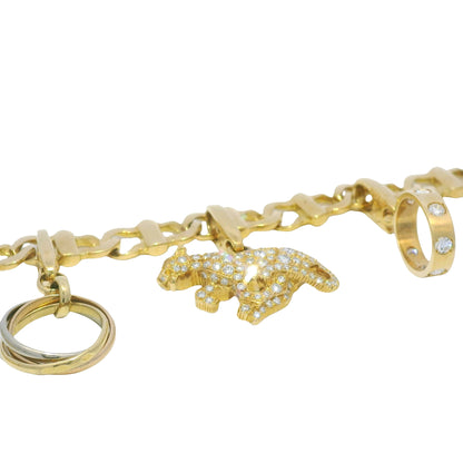 Cartier 18k Yellow Gold Charm Bracelet With 7 Charms