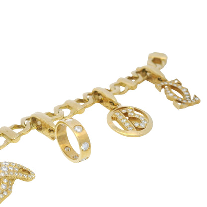 Cartier 18k Yellow Gold Charm Bracelet With 7 Charms